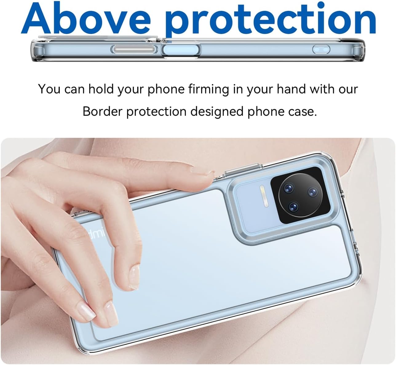 GTBDEKI Funda transparente para Poco F4 5G, Redmi K40S 22021211RG con protector de pantalla, antiarañazos, a prueba de golpes, transparente, de