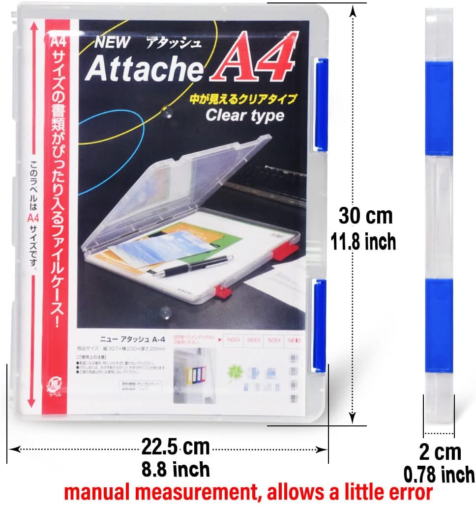 Lemical Caja de archivos portátil A4 para revistas, organizador de documentos con cierre de hebilla, contenedor de plástico transparente,