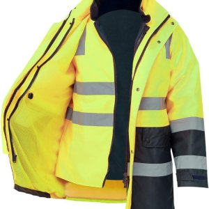 Chaqueta reflectante gruesa doble de Oxford de alta visibilidad de seguridad, clase 3, desgaste de trabajo protector de la construcción Chaqueta reflectante gruesa doble de Oxford de alta visibilidad de seguridad, clase 3, desgaste de trabajo protector de la construcción