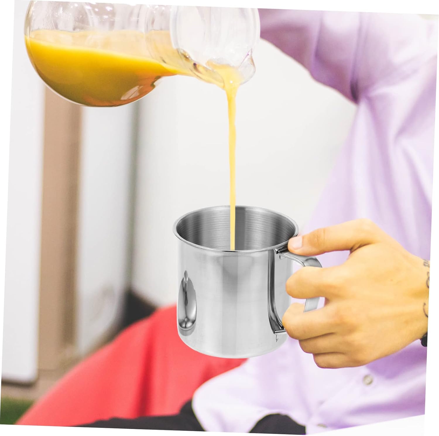 HOMSFOU Taza de agua de acero inoxidable Taza de café inastillable Taza de camping Taza de cerveza Taza de medición Jarra de viaje Taza de leche de