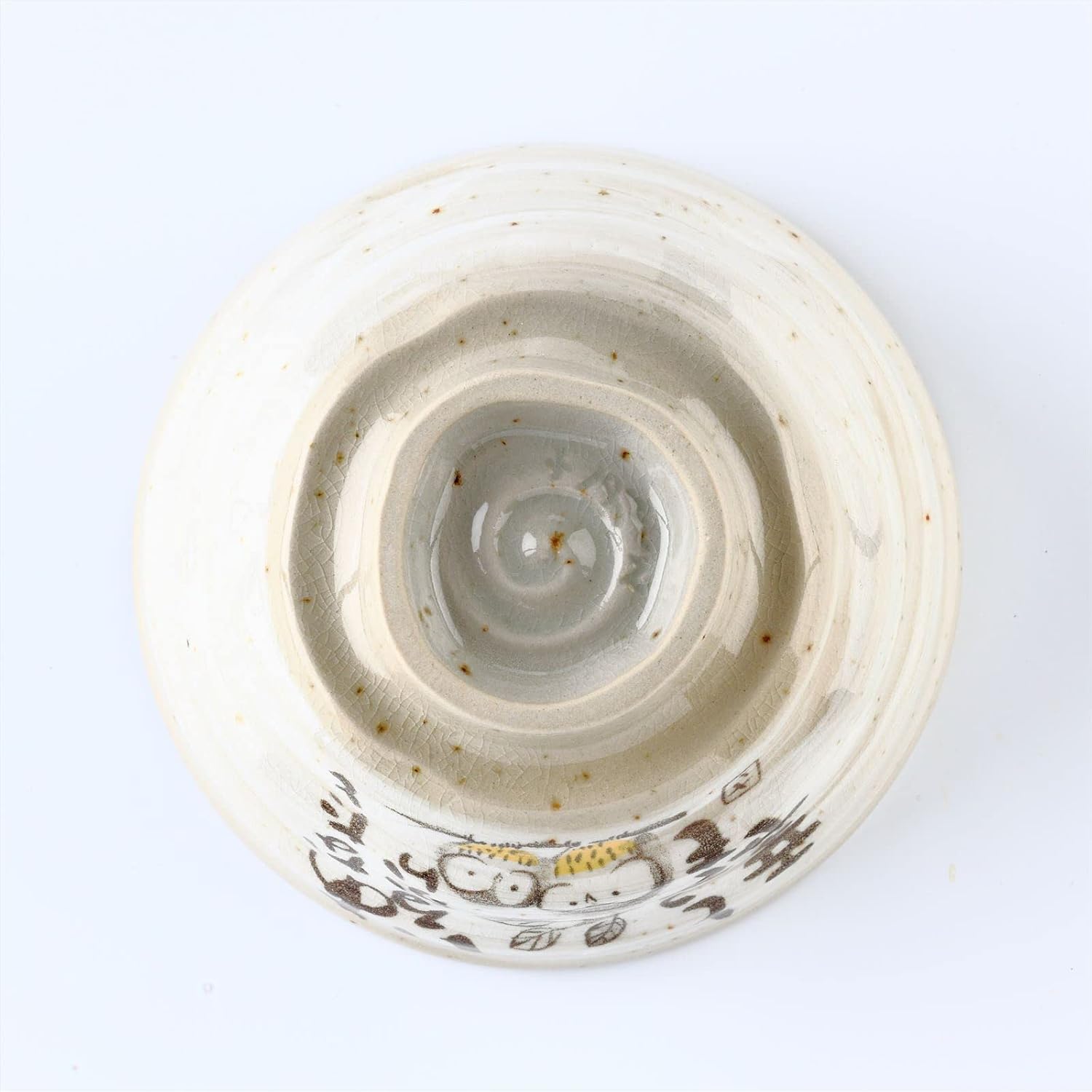 MIno Yaki (Ware) – Cuencos de arroz japoneses hechos a mano, diseño de búho, juego de 2, 4.5 pulgadas, cuencos de cereales, cuencos de cerámica para