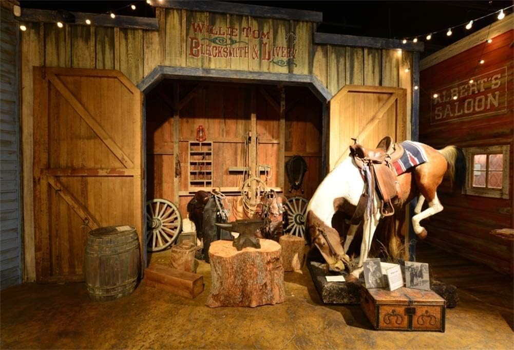 Yeele Telón de fondo del salvaje oeste de 8 x 6 pies para fotografía, fondo de silla de montar de vaquero del viejo oeste, decoración de fiesta,