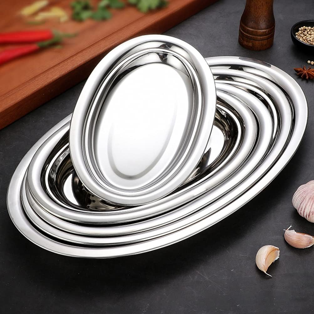 Cabilock 1 plato de decoración de boda cacerola de inducción servidor pescado simple bandeja de metal para servir plato de fiesta con tapa, platos