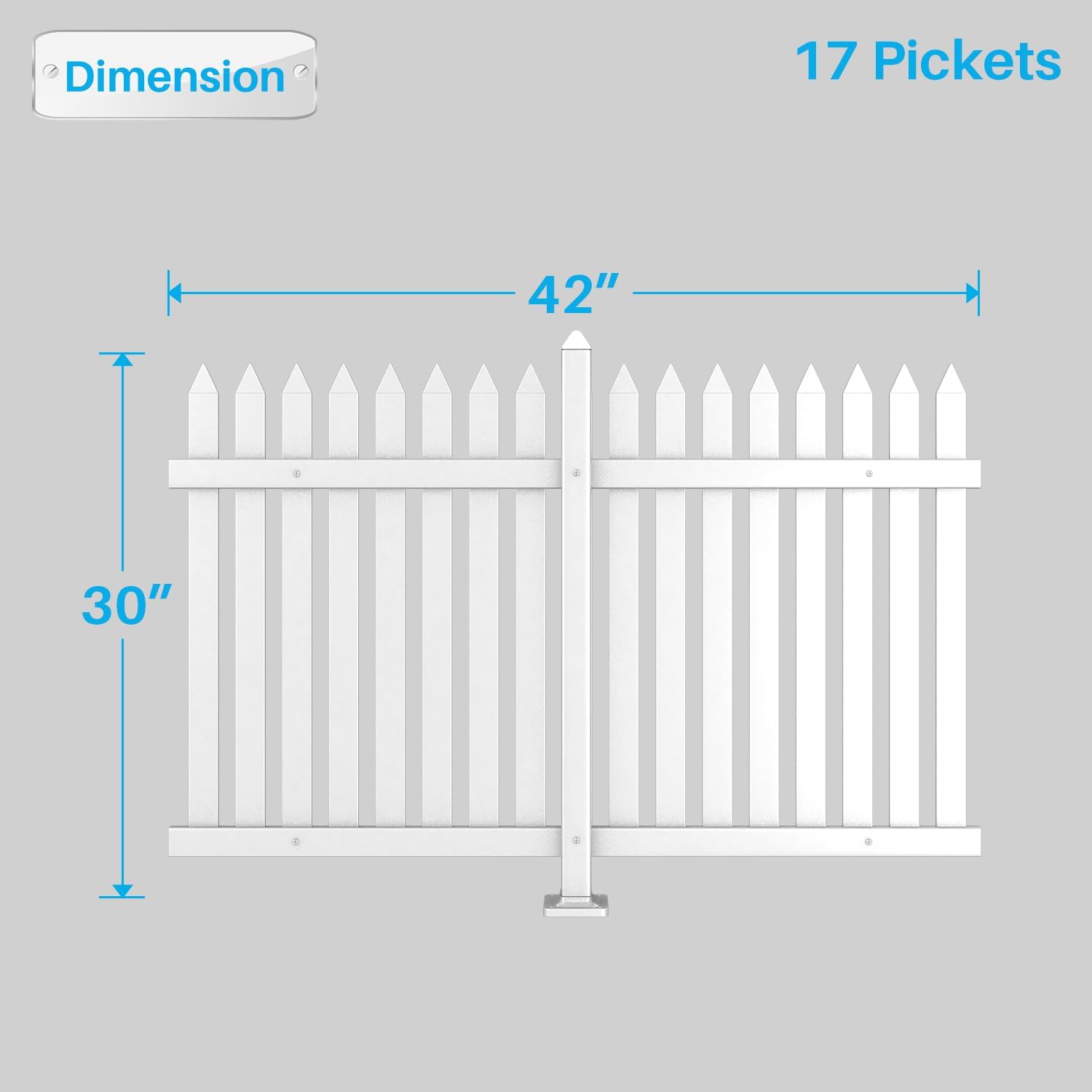 Patio 5 juegos de paneles de valla de vinilo de 30 pulgadas de alto x 84 pulgadas de ancho, valla decorativa de PVC blanco para patio delantero,