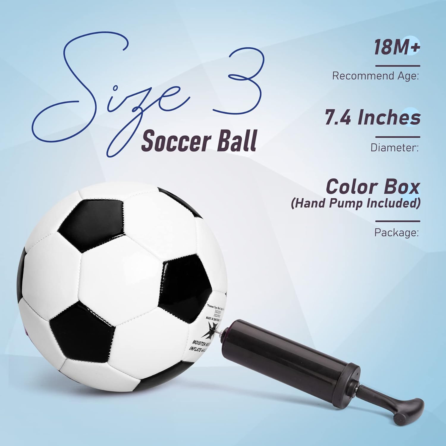 ZOOJOY Balón de fútbol clásico tamaño 3 y tamaño del artículo 3, paquete de pelota de fútbol monstruo, regalo de fútbol para niñas pequeñas con