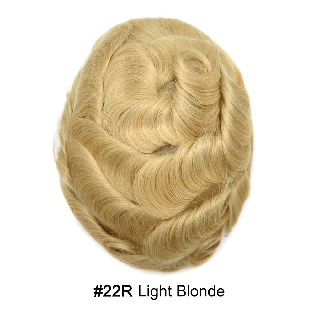 Pieza de pelo para hombre Toupee pelo humano real Toupee para hombres Piezas de pelo Sistema de reemplazo para hombres Piel ultra fina 0.002 in