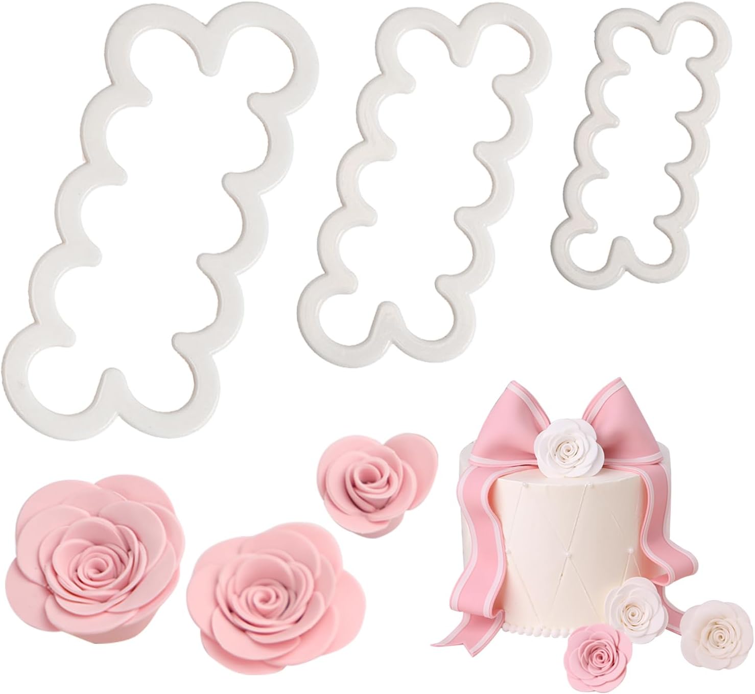 KALAIEN 3 piezas El clavel más fácil de todos los tiempos cortador de pastel de flores galletas Sugarcraft Fondant decoración émbolo cortador molde