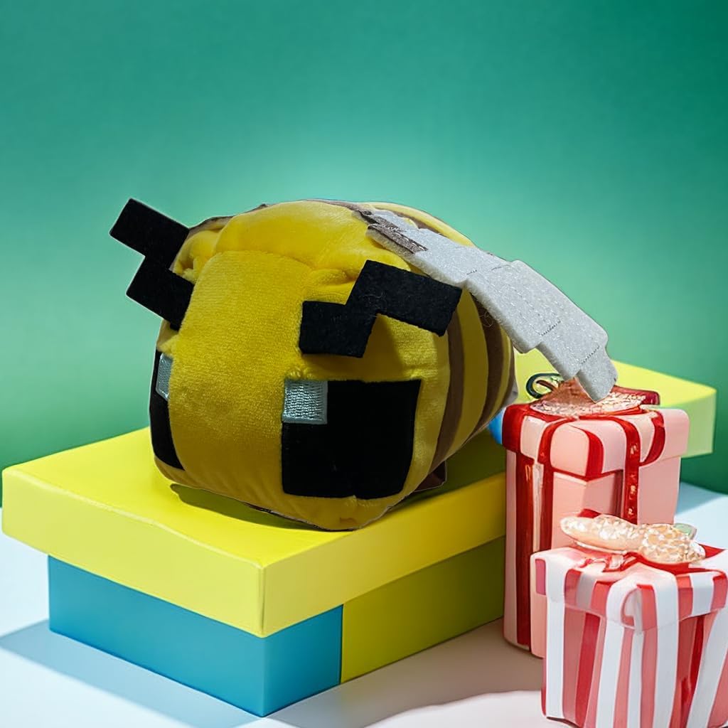 Peluche de animales de peluche, enredadera de dragóncelote, abeja y lobo, muñeca de juego Pixel Miner, regalo de cumpleaños de Navidad para niños y