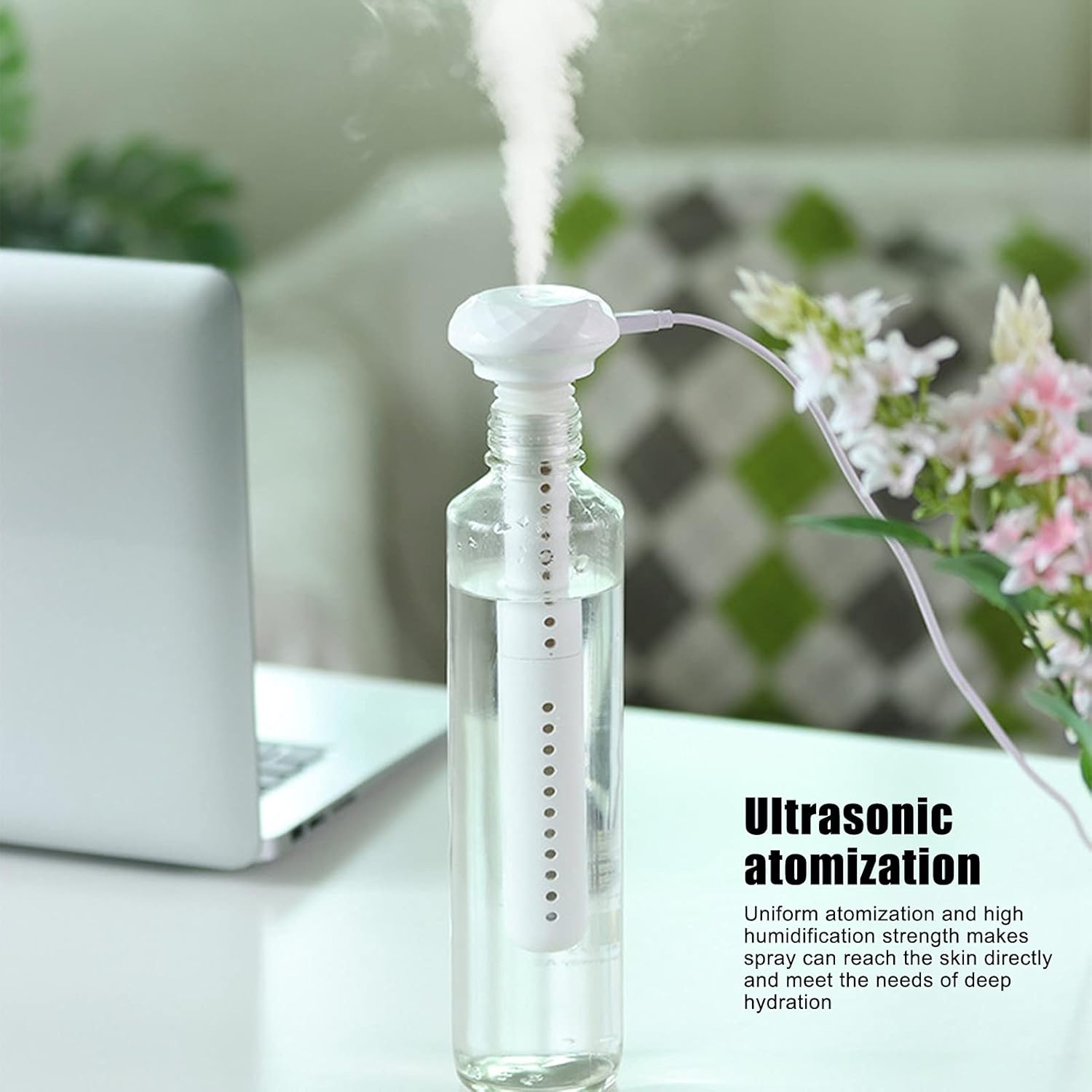 Mini humidificador portátil, humidificador de escritorio personal USB para plantas, oficina, dormitorio de bebé, purificador de niebla fría sin