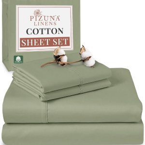 Pizuna – Ropa de cama de 100% tejido de satén de algodón de fibra larga de 400 hilos (juegos de sábanas, juego de funda). Pizuna – Ropa de cama de 100% tejido de satén de algodón de fibra larga de 400 hilos (juegos de sábanas, juego de funda).