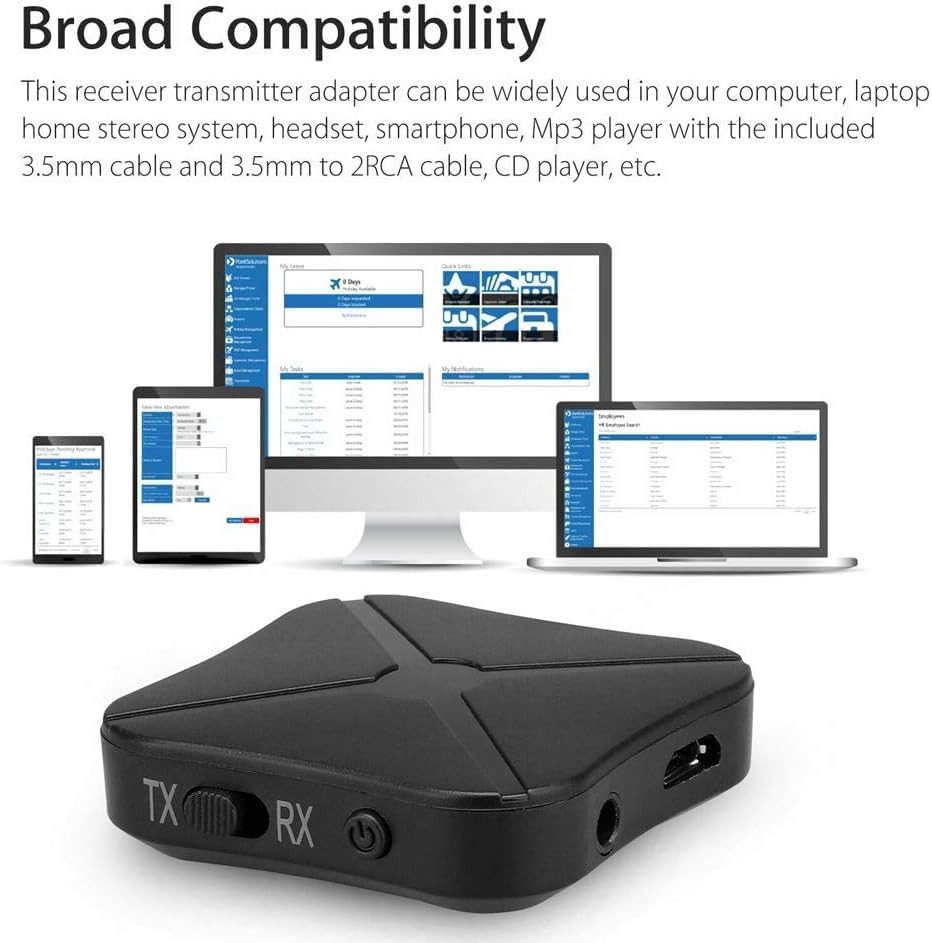 Adaptador Bluetooth 5.0 Transmisor Bluetooth Receptor 2 en 1 Inalámbrico 0.138 in AUX aptX Adaptador de baja latencia adecuado para TVSistemas de