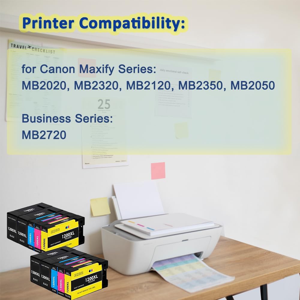 1200XL – Cartucho de tinta de repuesto compatible con impresoras Canon 1200XL PGI-1200 PGI1200XL trabajado para impresoras MAXIFY MB2720 MB2120