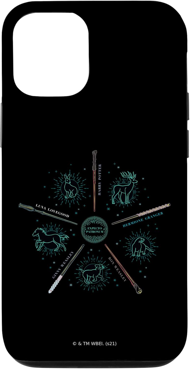 Funda para iPhone 13 Harry Potter Expecto Patronus y varitas