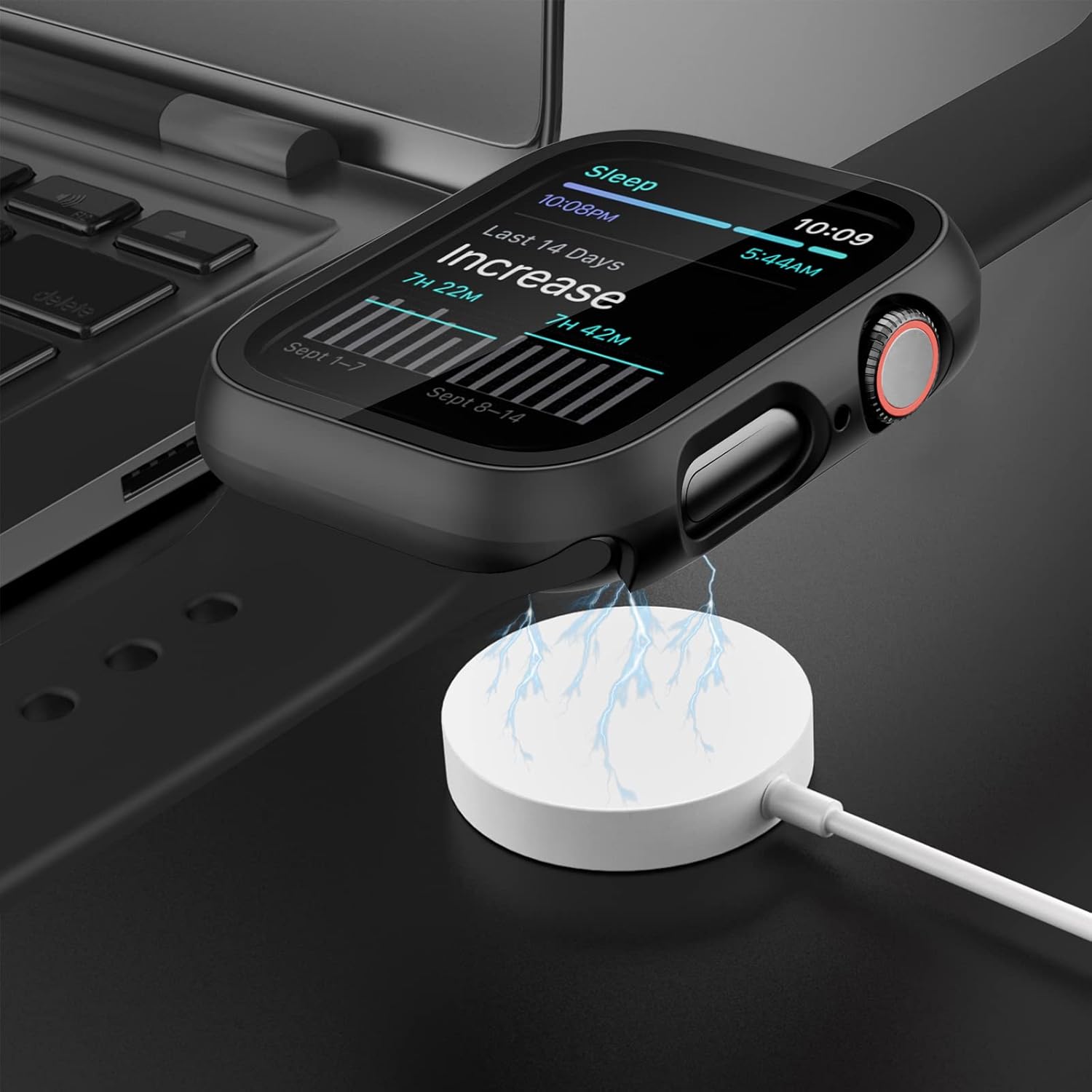 JZK – Paquete de 2 fundas con protector de pantalla de vidrio templado para Apple Watch SE (2023) Series 654SE de 1.575 pulgadas, JZK Slim Bumper