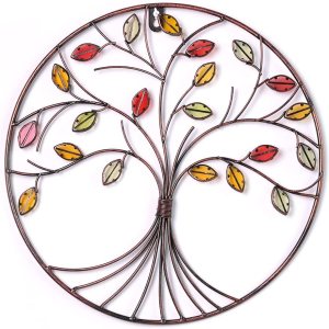 HONCOEN Árbol de la vida Escultura de pared de vitrales artísticos de metal decoración de pared para el hogar, adorno para decoración de interiores HONCOEN Árbol de la vida Escultura de pared de vitrales artísticos de metal decoración de pared para el hogar, adorno para decoración de interiores