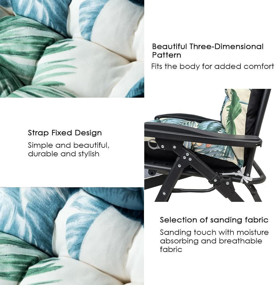 Cojín impermeable para silla de patio, para interiores y exteriores, con estampado floral, repuesto con lazos, cojín para silla mecedora, cojín