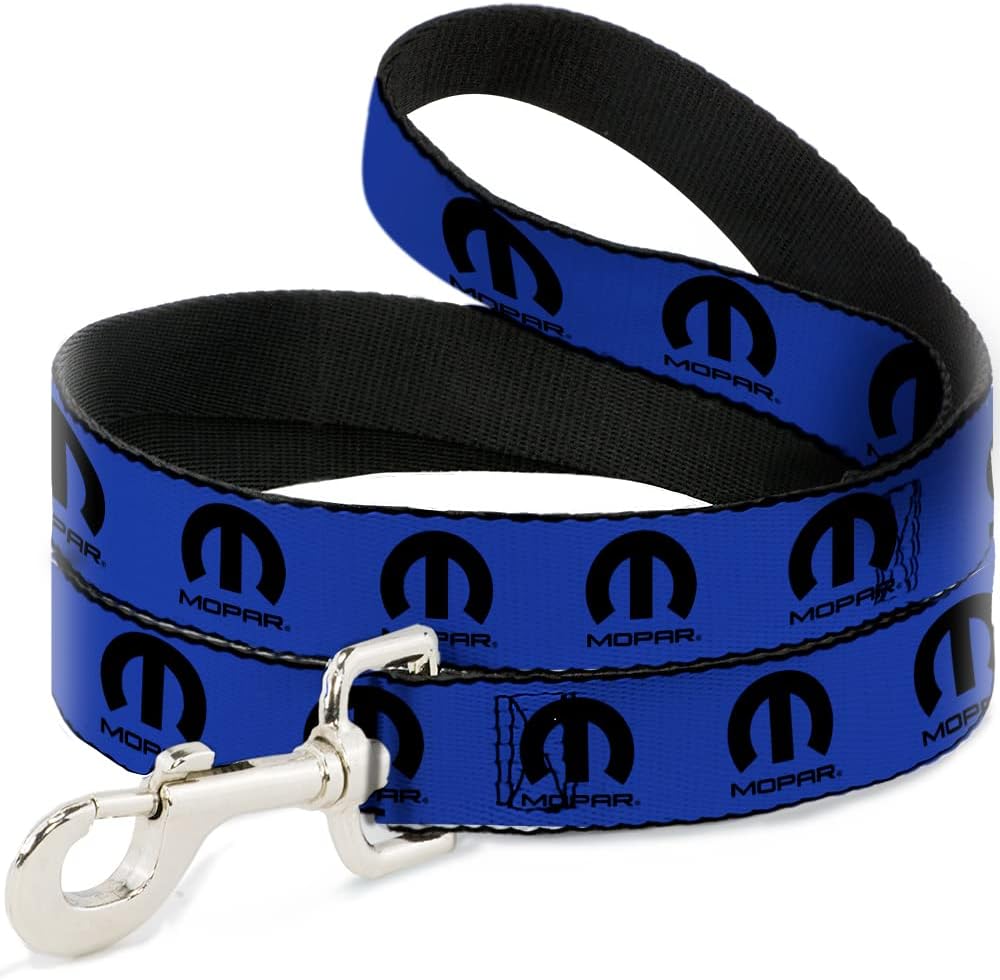 Dog Leash Mopar Logo Repeat Blue Black 6 Feet Long 1.0 Inch Wide