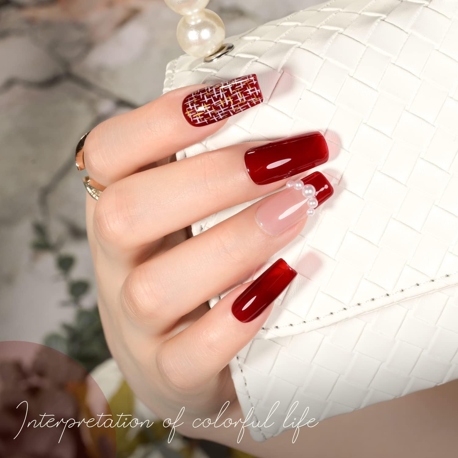 Juego de esmaltes de uñas de gel de cristal de gelatina, vino, borgoña, rojo, negro, translúcido, otoño, diseños de manicura, bricolaje, hogar, UV