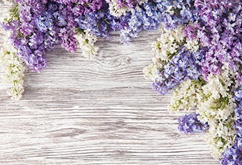Telón de fondo de madera para bebé recién nacido de 5 x 3 pies, flores moradas lilas, ramo de flores, pared de madera, para niñas y adultos, retrato