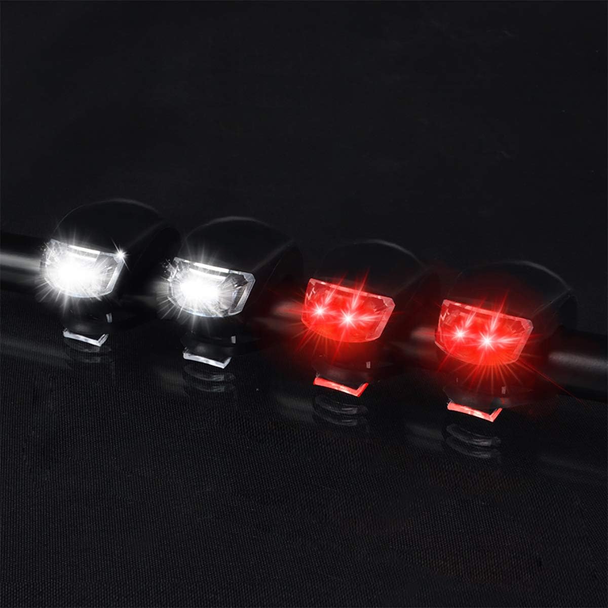 Juego de luces LED de silicona delanteras y traseras para bicicleta, faros delanteros y traseros, impermeables y de seguridad para carretera, luces