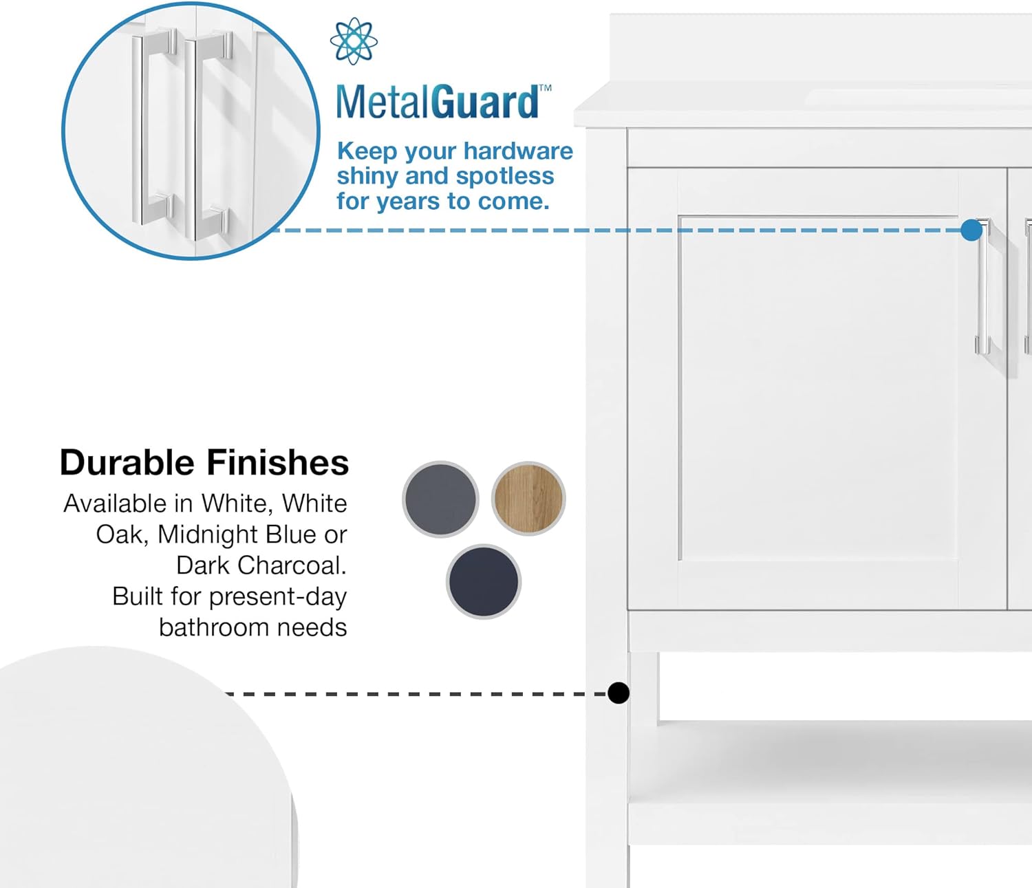 Ove Decors Vegas – Lavabo individual para encimera de mármol cultivado, 36 pulgadas, color azul medianoche
