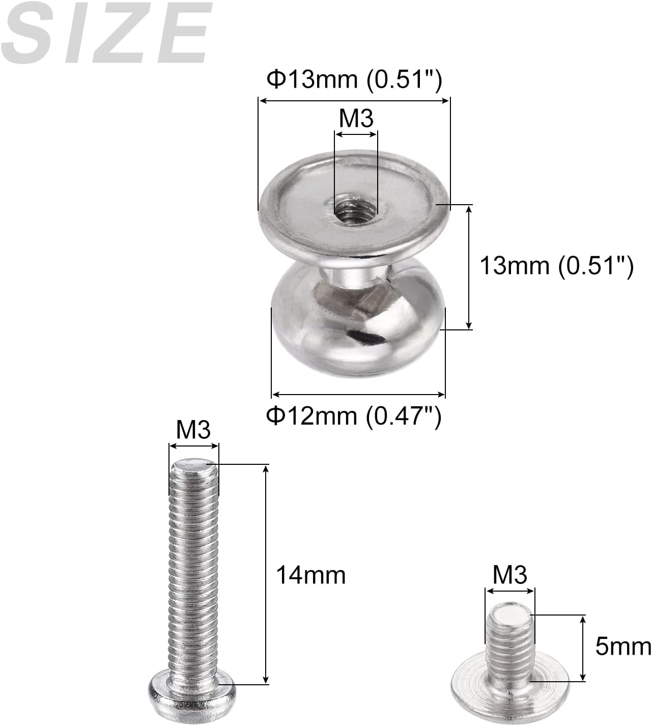 Mini tiradores de cajón (0.472 in0.47 pulgadas), 24 unidades, mini pomos de cabeza redonda de aleación de zinc con tornillos, para manija de cajón