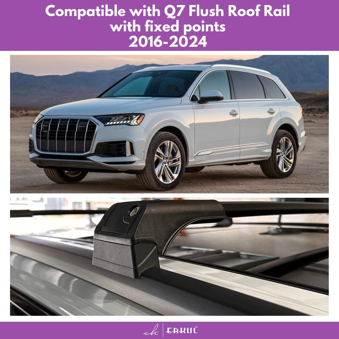 Barras transversales de techo para Audi Q7 2016-2024  Barras transversales de aluminio con bloqueo antirrobo para techo  Compatible con techos de