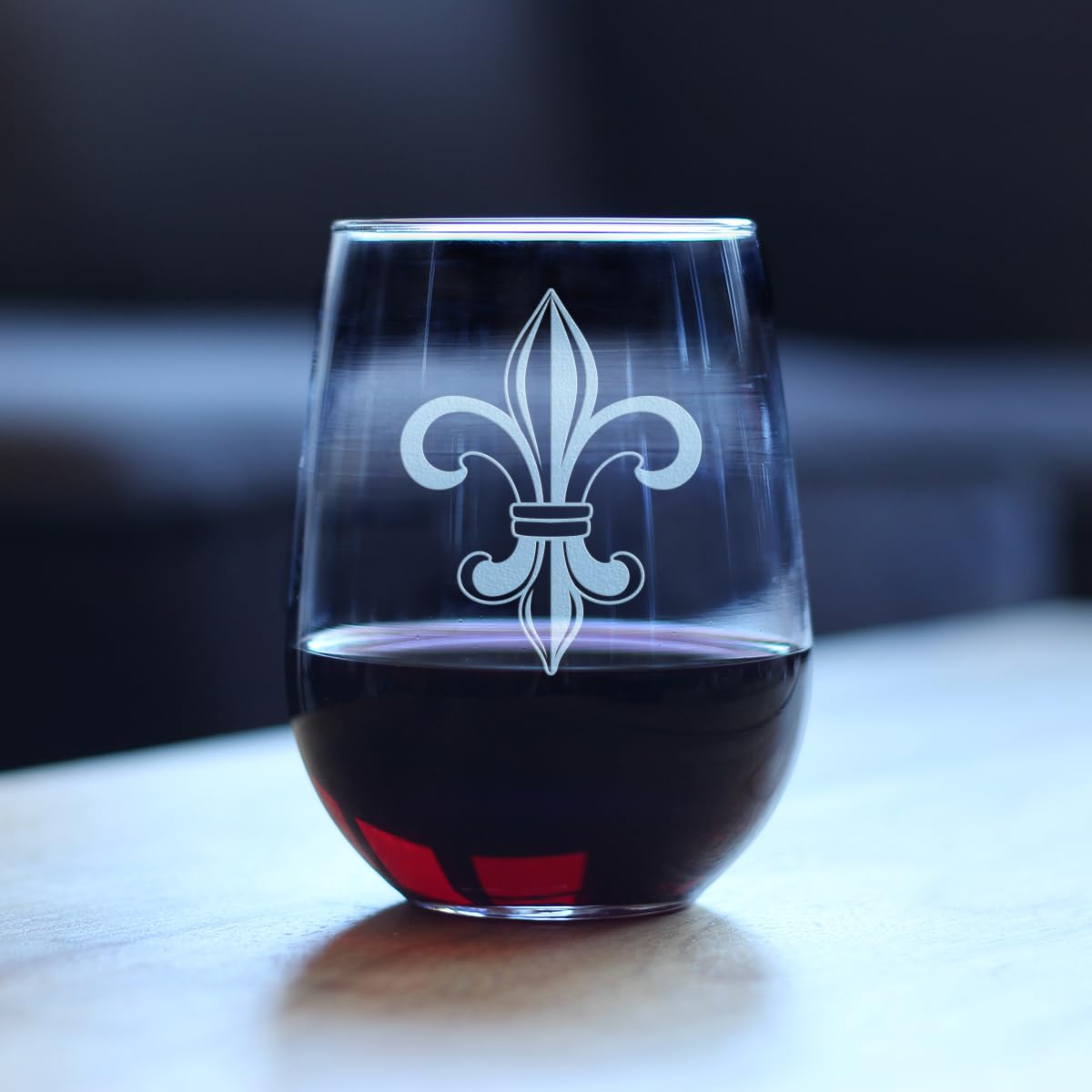 Fleur de Lis Stemless Wine Glass – French Fleur de Lis Decor and Gifts – Large 17 Oz Glasses