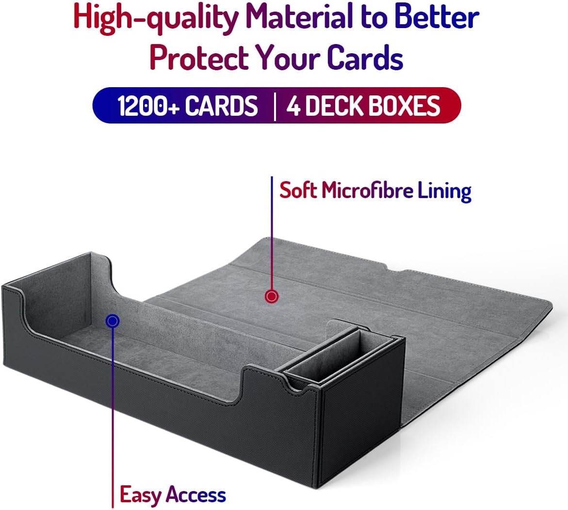 Caja de cartas 5 en 1 para tarjetas PTCGYGOMTG  Incluye 4 fundas para cartas y 1 caja de almacenamiento de tarjetas coleccionables premium con