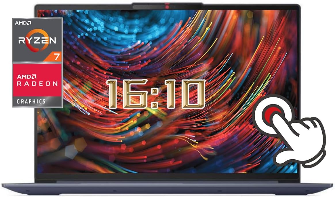 Lenovo IdeaPad 5 Slim Laptop  16 pulgadas WUXGA (1920 x 1200) IPS pantalla táctil  AMD Ryzen 7 7730U  Abyss Blue  16 GB RAM  512 GB PCIe SSD  con