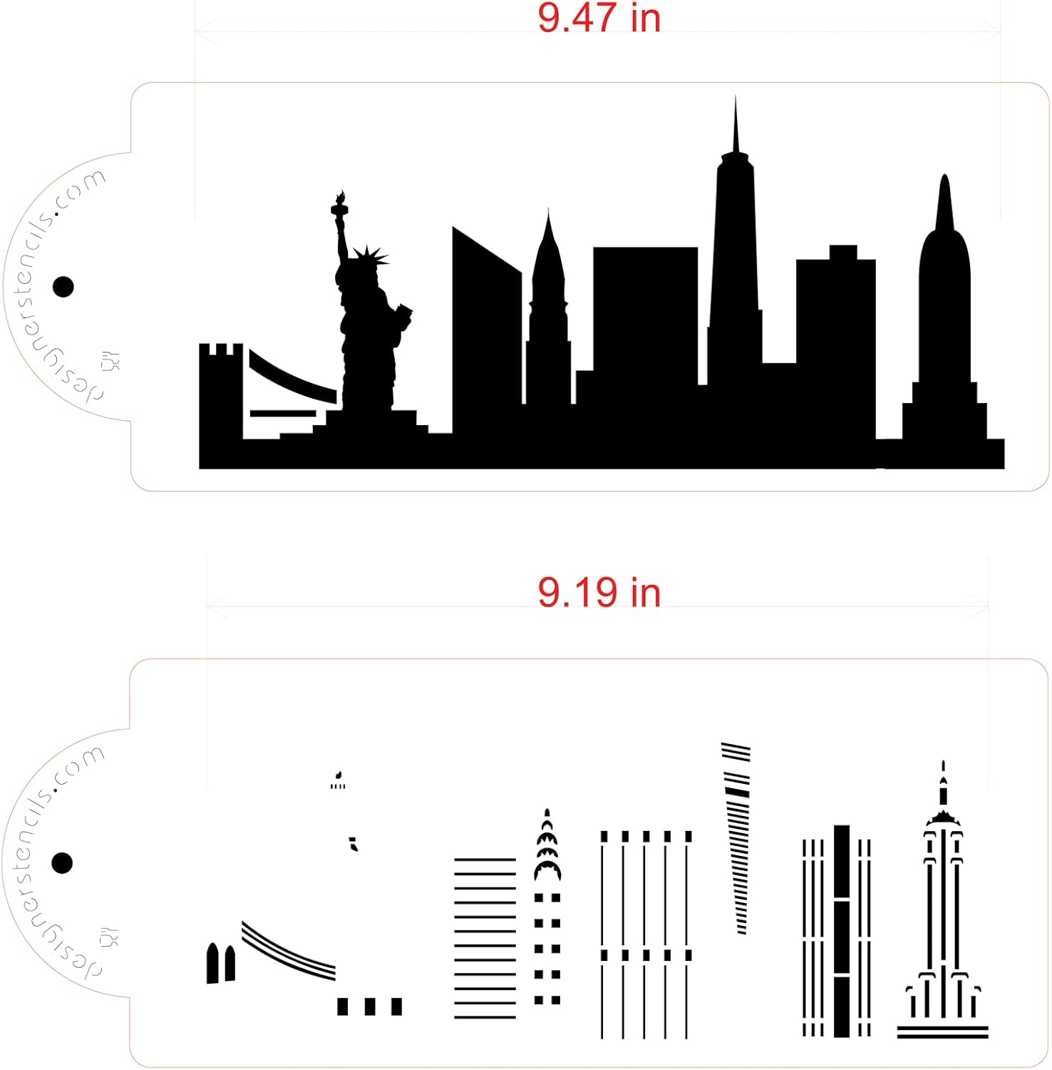Plantilla de pastel de horizonte detallado de la ciudad de Nueva York lado C1000 por Designer Stencils
