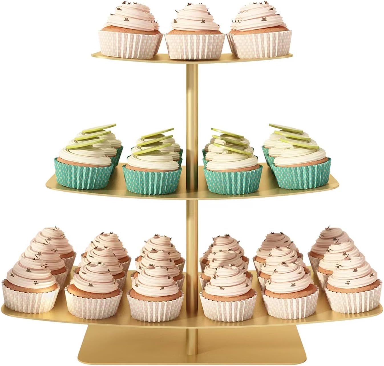 ICIUIOIR Juego de soporte para cupcakes para mesa de postres, mini soporte de metal para cupcakes, torre de cupcakes, soporte de postre