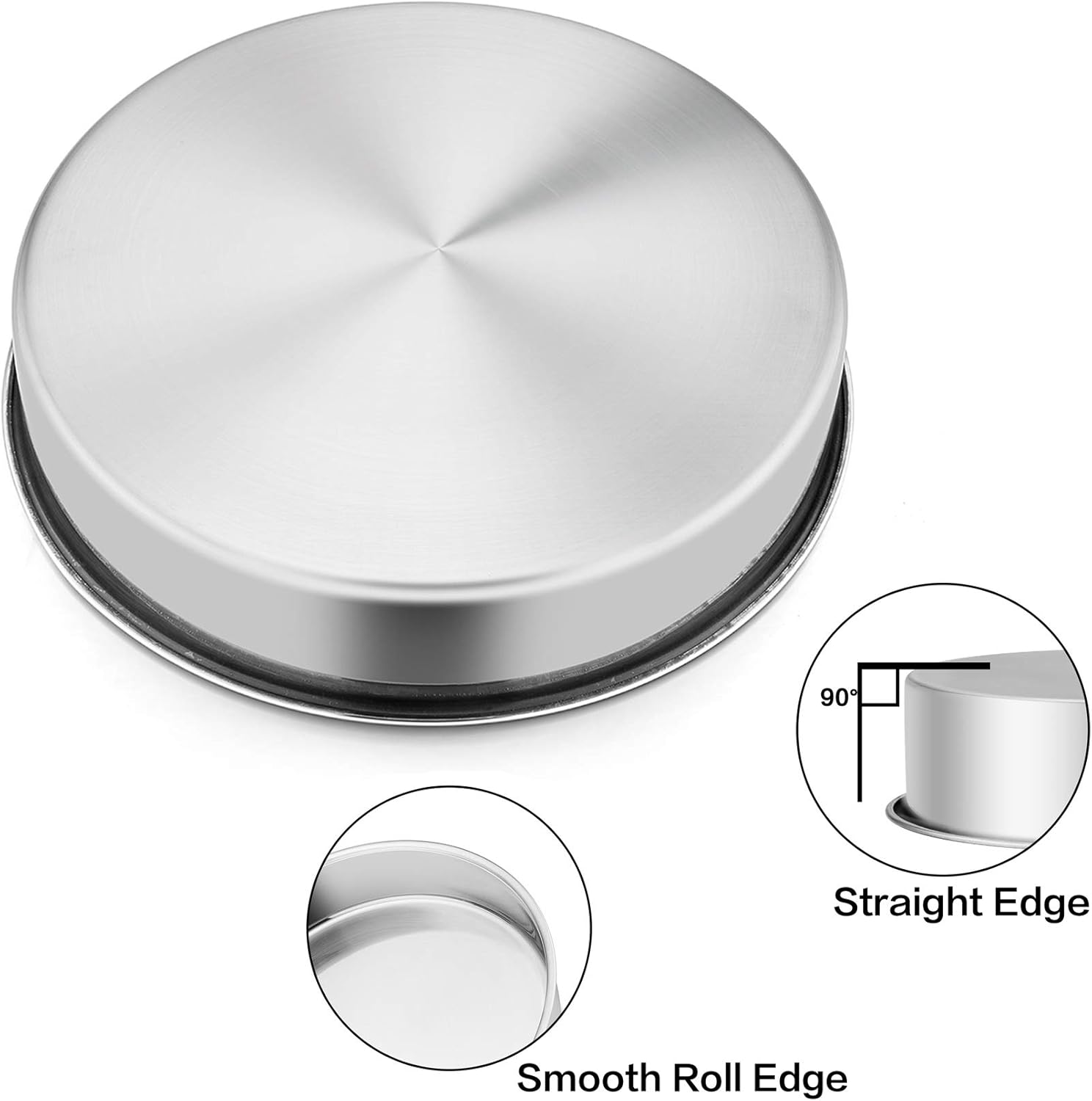 P&P CHEF – Moldes redondos de acero inoxidable para tartas de 6in, 4 unidades, no tóxicos y saludables, con acabado de espejo pulido y aptos para