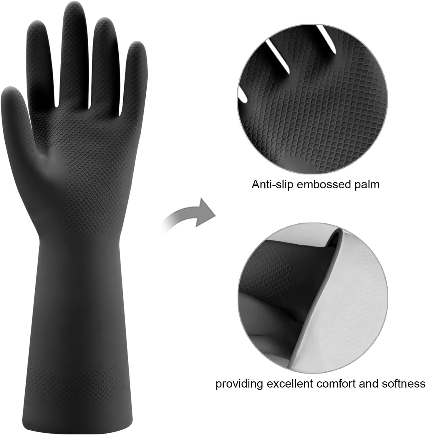 Bamllum 4 pares de guantes de goma para lavar platos de cocina, guantes de limpieza reutilizables para el hogar para lavar platos y tareas de