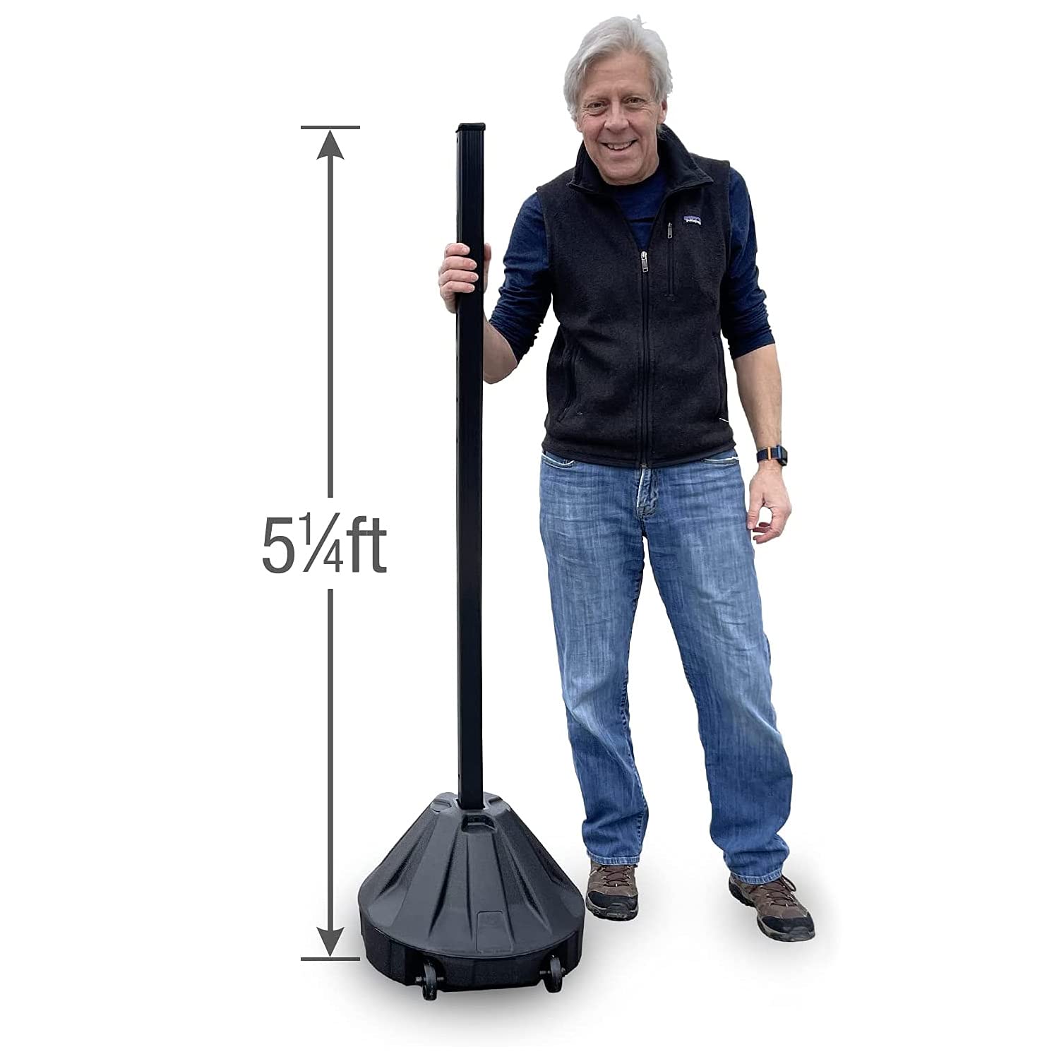 SmartSign Soporte portátil de 5.25 pies con poste y base con ruedas de 1.5 pies, plástico reforzado, negro, juego de 1