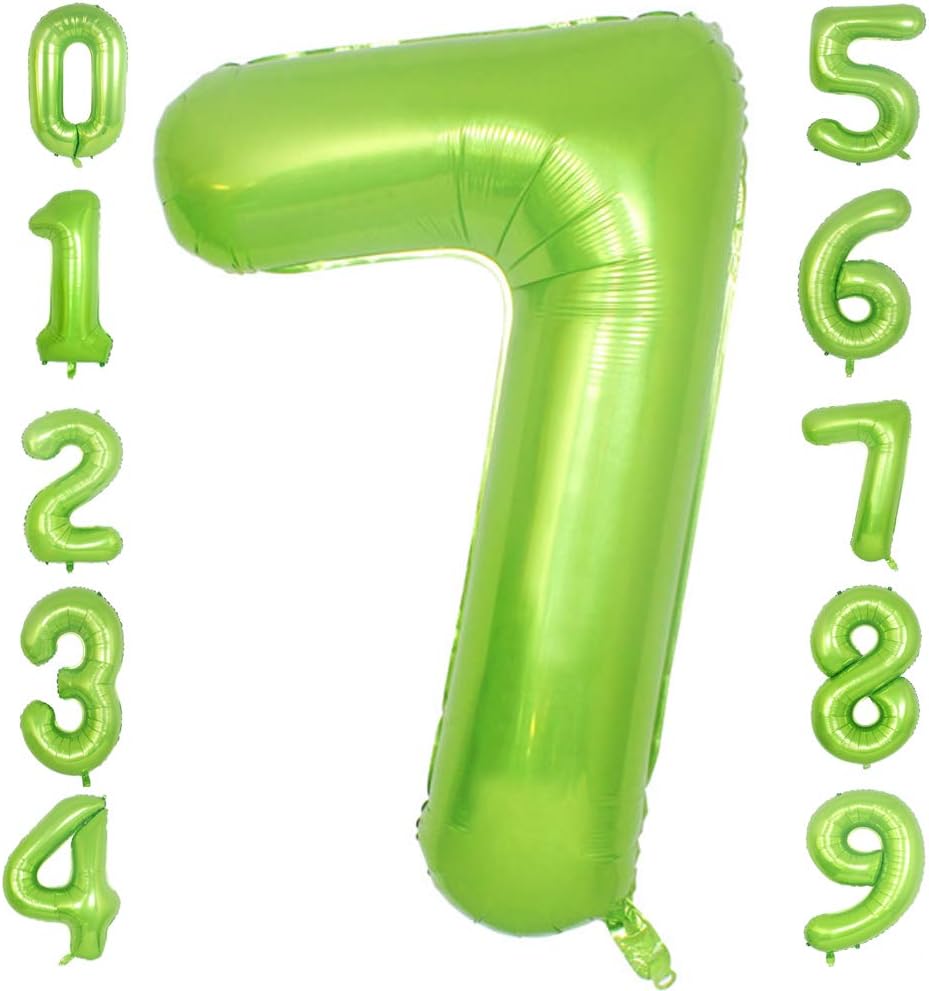 Globos de papel aluminio verde número 7, 42 pulgadas