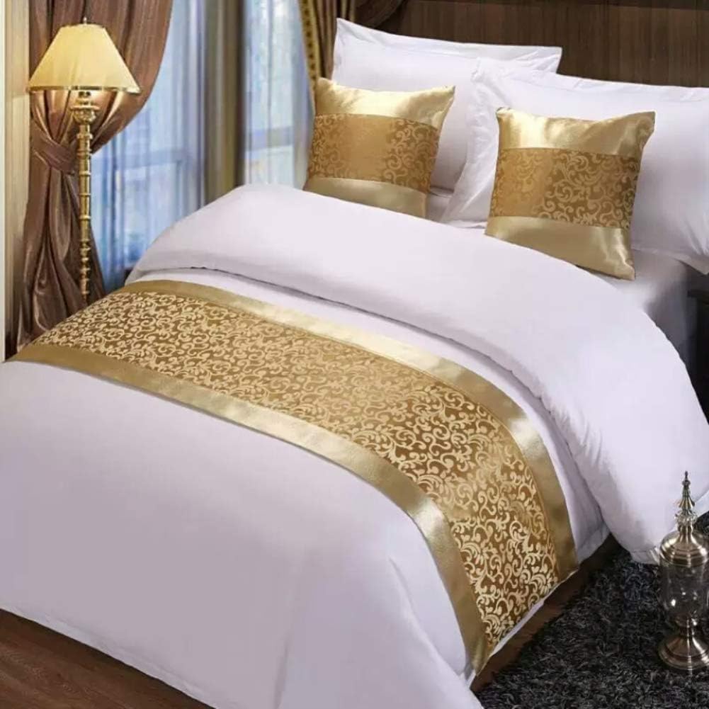 Twelve Bufanda de cama King Champagne Runner Bedding Bufandas para casa Hotel Guesthouse