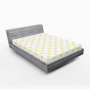 Lunarable Sábana bajera ajustable de lunares, pequeños lunares amarillos retro sobre fondo liso, patrón circular de igual tamaño, ropa de cama de Lunarable Sábana bajera ajustable de lunares, pequeños lunares amarillos retro sobre fondo liso, patrón circular de igual tamaño, ropa de cama de