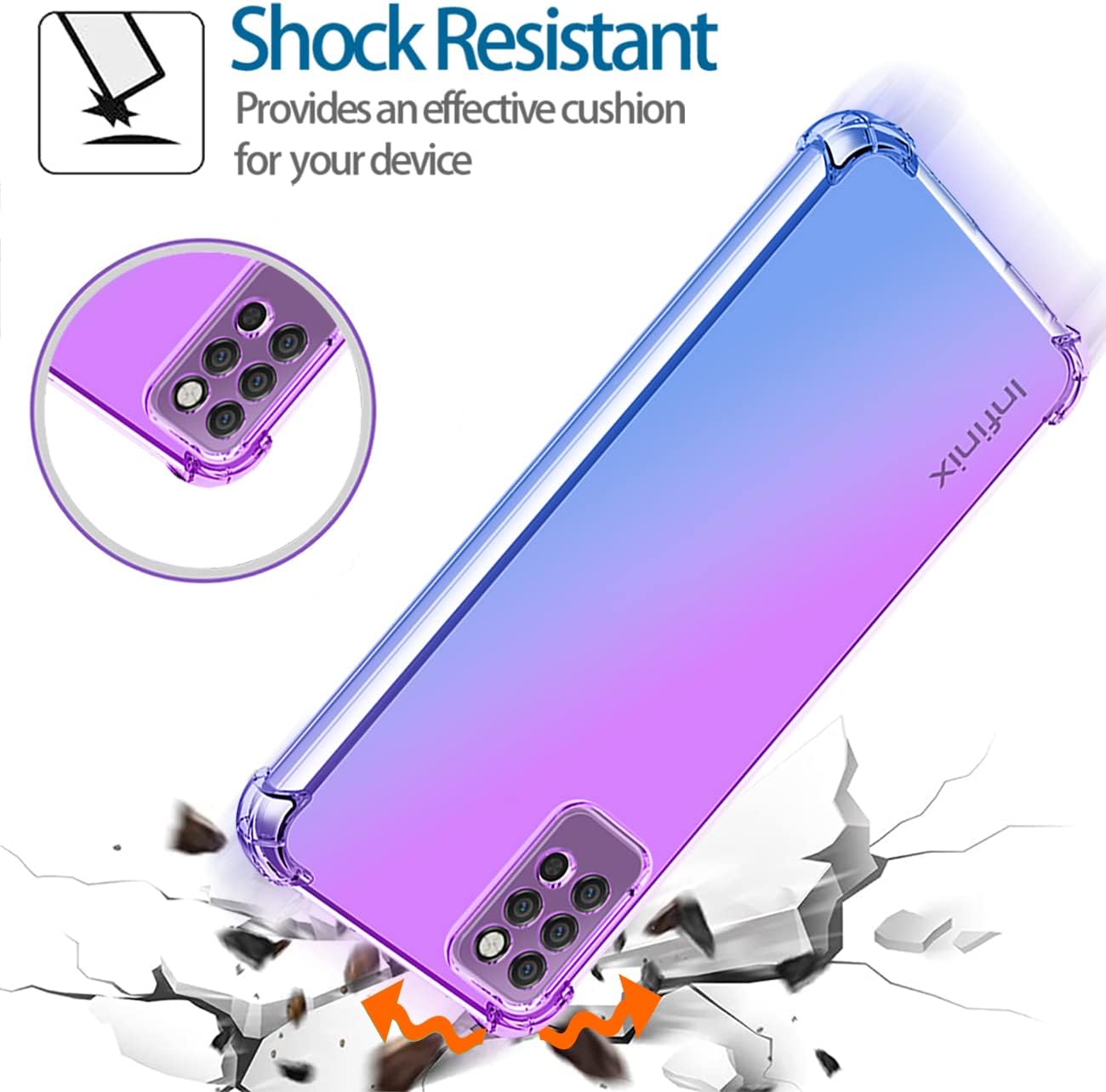 Funda para Infinix Note 10 Pro, Note 10 Pro NFC X695, funda transparente degradado, delgada, antiarañazos, TPU a prueba de golpes, funda protectora