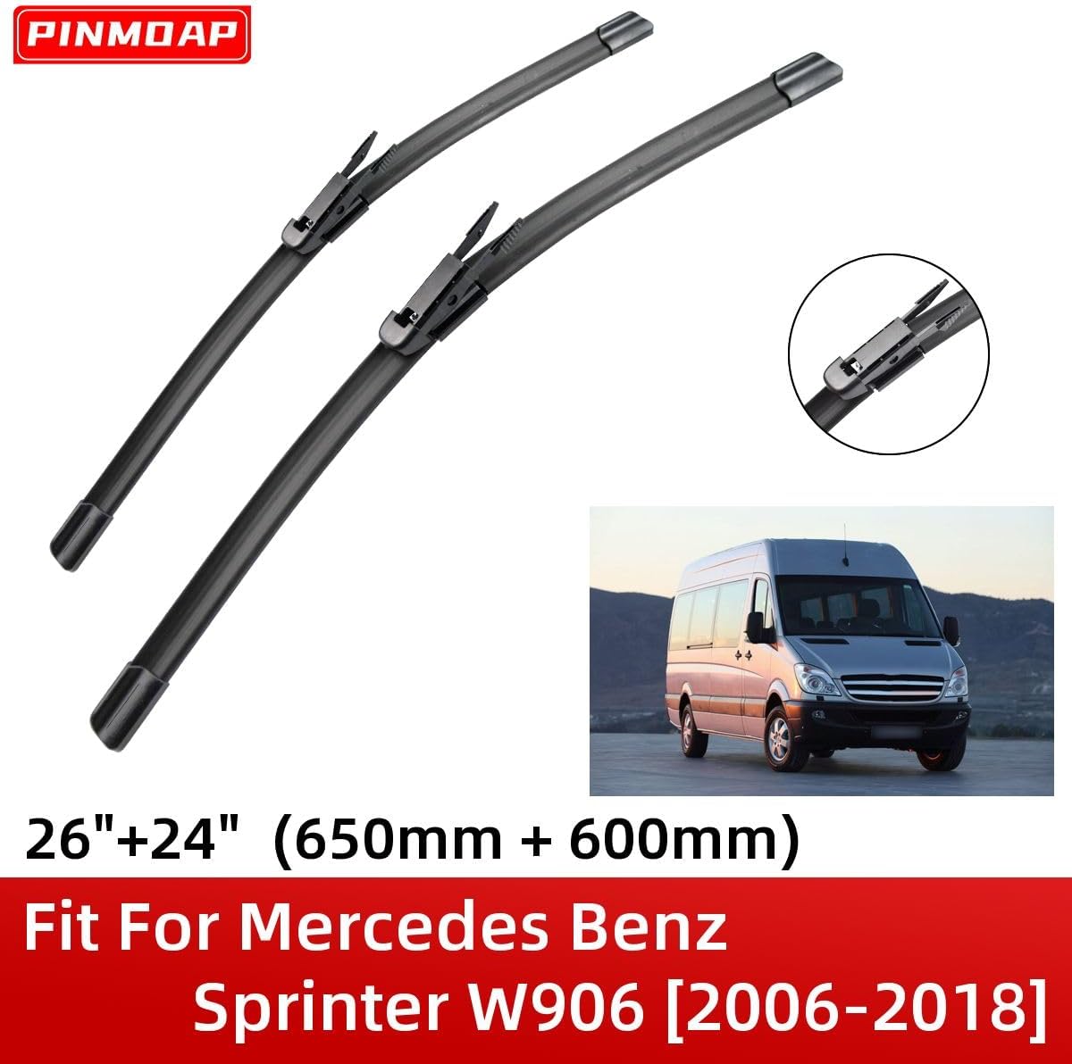 2 limpiaparabrisas delantero de 26 pulgadas y 24 pulgadas de repuesto para Mercedes Benz Sprinter W906 2006-2018, limpiaparabrisas de equipo