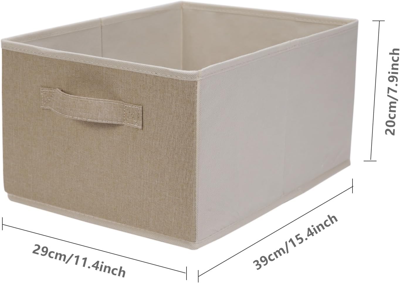 BOMKEE Contenedores plegables de sorage, cestas de almacenamiento plegables de tela con asas, para el hogar y la oficina (juego de 4, beige, 15.4 x