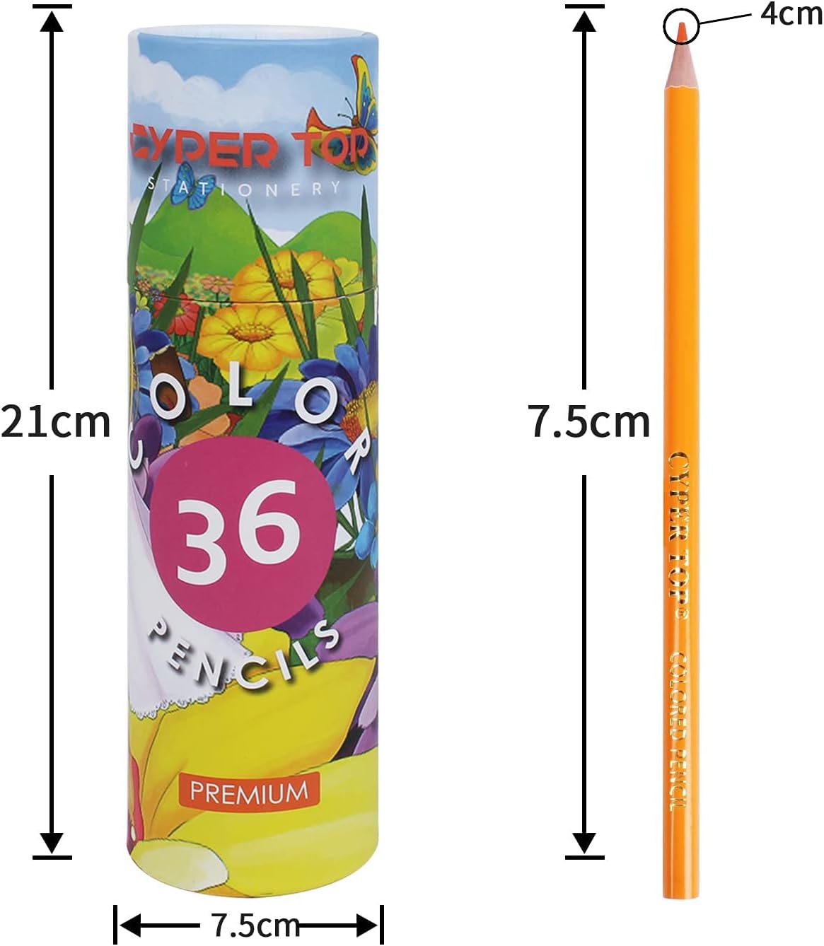 cyper top Juego de 30 cajas de 36 lápices de colores para adultos, lápices de colores preafilados para niños, 30 cajas, paquete de 36 colores