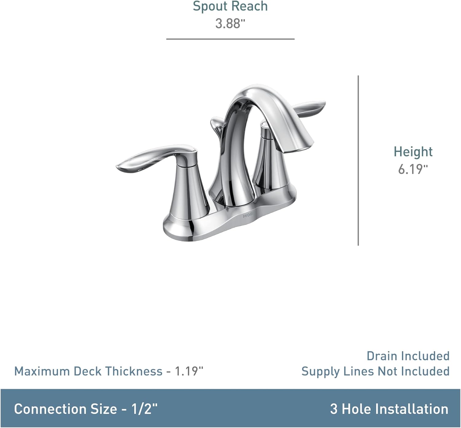 Moen 6410ORB Eva – Llave de lavamanos de dos mandos con conjunto de drenaje