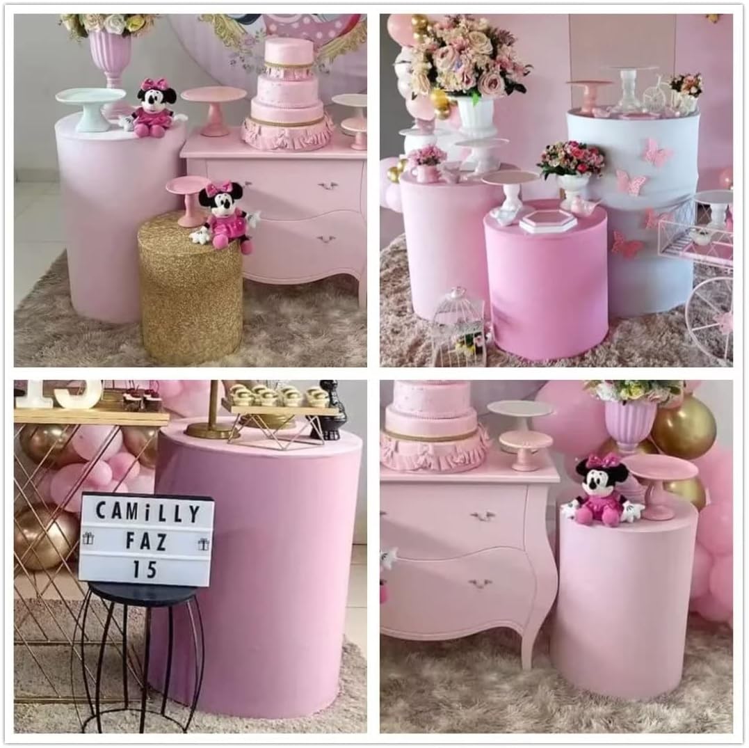 Fundas de zócalo cilíndrico rosa para decoración de fiestas, fundas de pedestal para niñas, baby shower, fiesta de cumpleaños, banquete, boda,