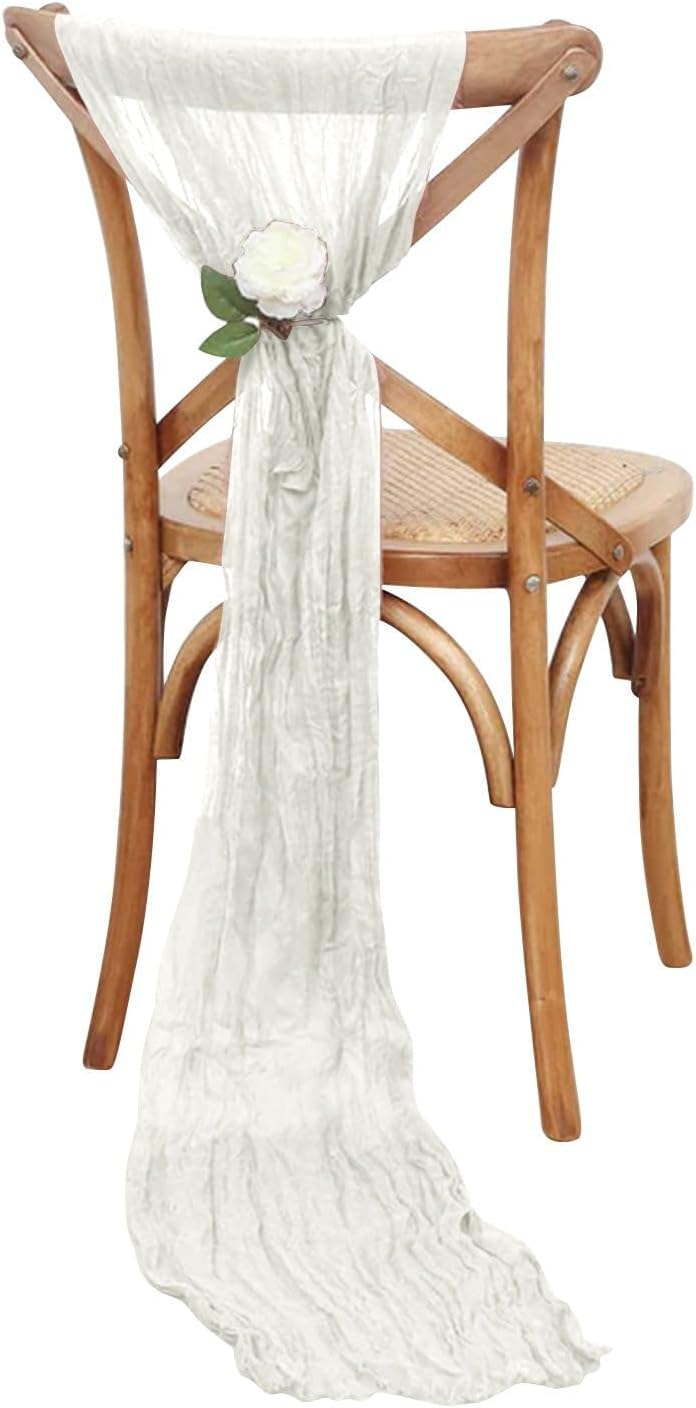 Efavormart – Paquete de 5 bandas para silla de gasa color marfil, 16 x 88 pulgadas
