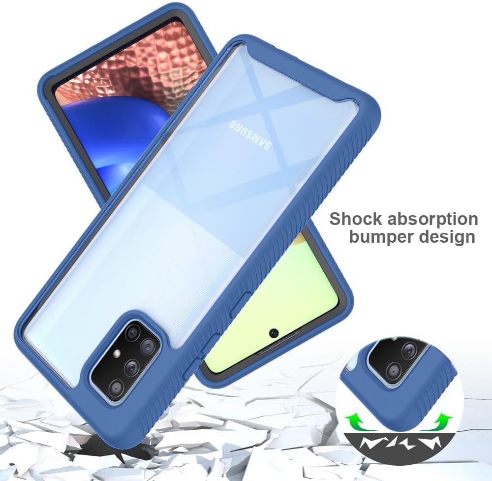 Asuwish Funda de teléfono para Samsung Galaxy A71 5G con protector de pantalla de vidrio templado y soporte delgado, híbrida, resistente, funda