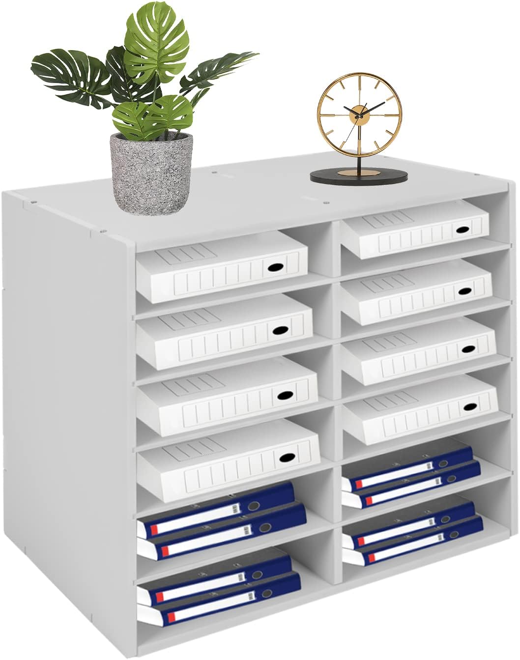 LOYALHEARTDY Organizador de literatura, 12 compartimentos para almacenamiento de papel, organizador de correo, 19.3 x 12 x 16 pulgadas, clasificador