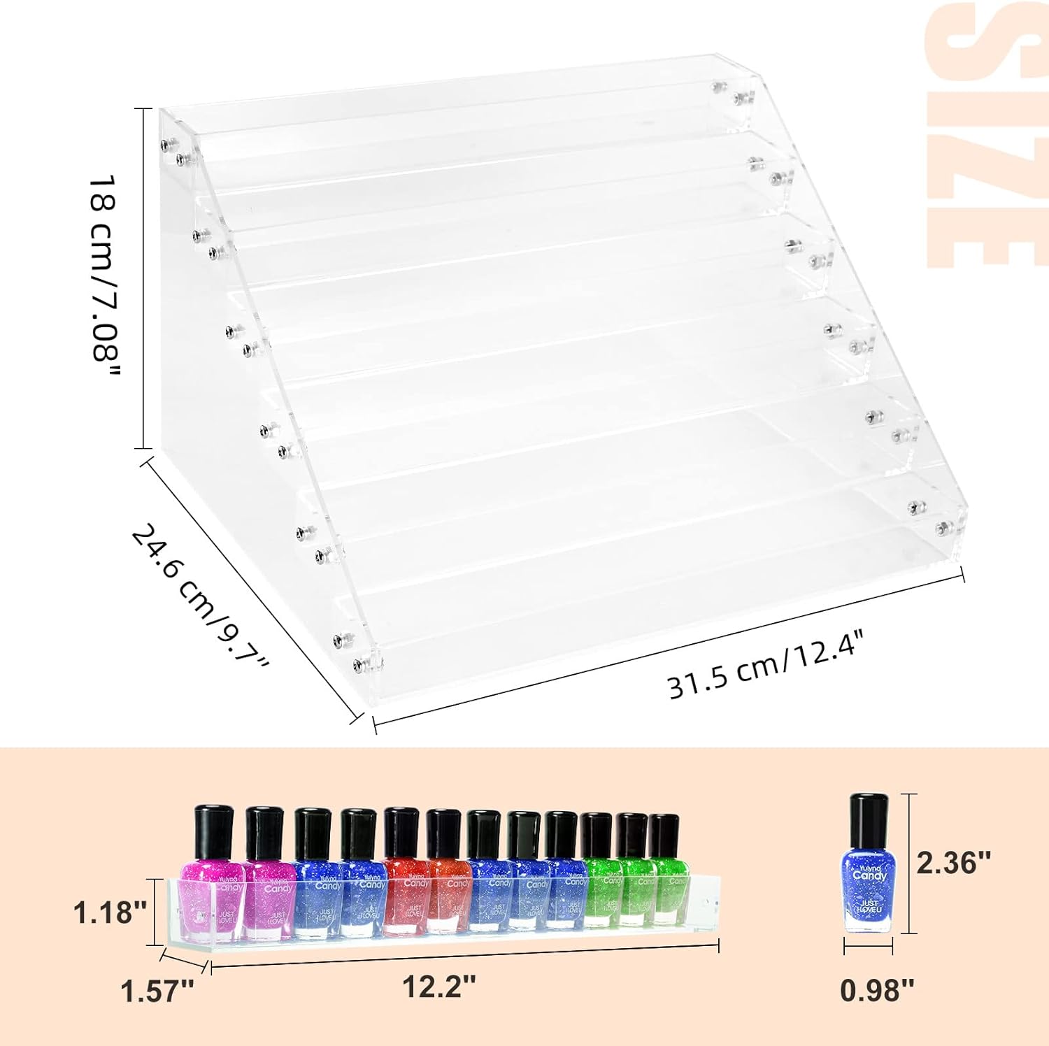 Organizador de esmalte de uñas, 6 capas de acrílico para esmalte de uñas, estante de almacenamiento de lentes de sol, aceites esenciales, soporte
