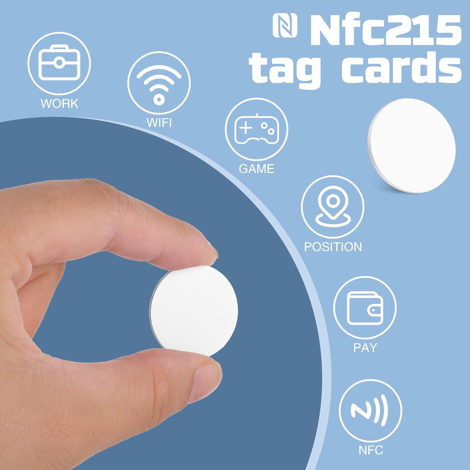 40 etiquetas NFC, 215 calcomanías NFC con chip redondo NFC 215, tarjetas de monedas NFC regrabables con parte trasera adhesiva, compatibles con