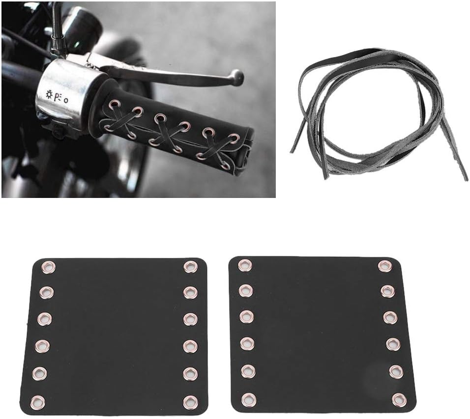 Agarres de manillar de motocicleta con cuero, cubiertas de agarre de mano Accesorios de modificación de motocicleta (negro)